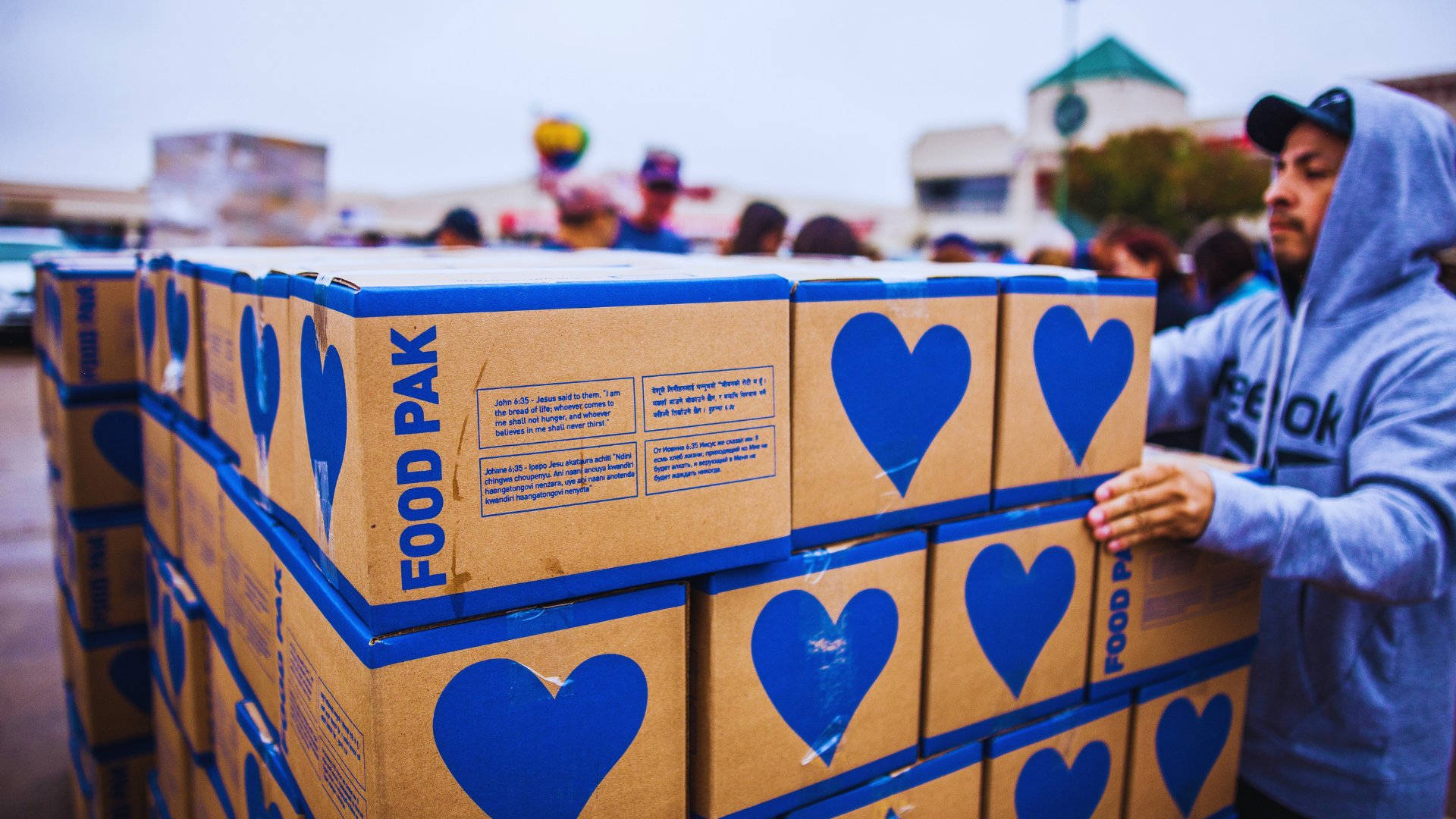 Food boxes prepared for community outreach